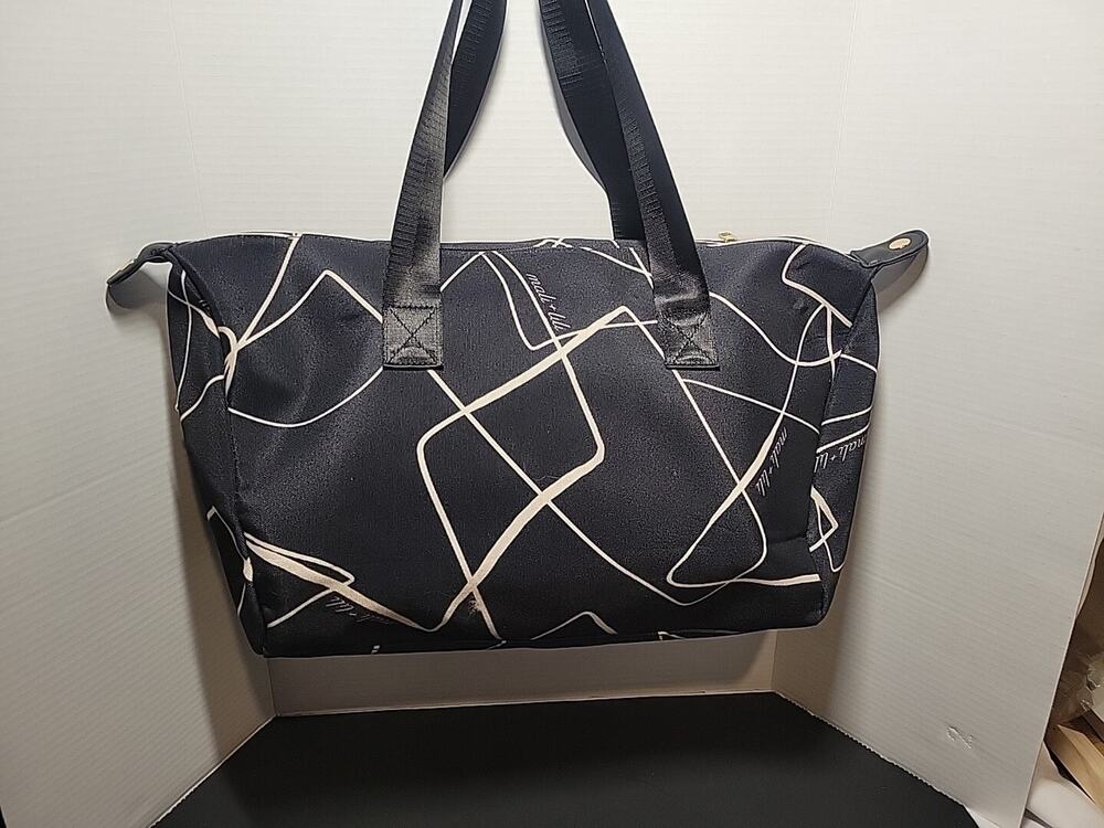 Mali + Lili Signature Abstract Print Weekender Duffle Gym Black Bag